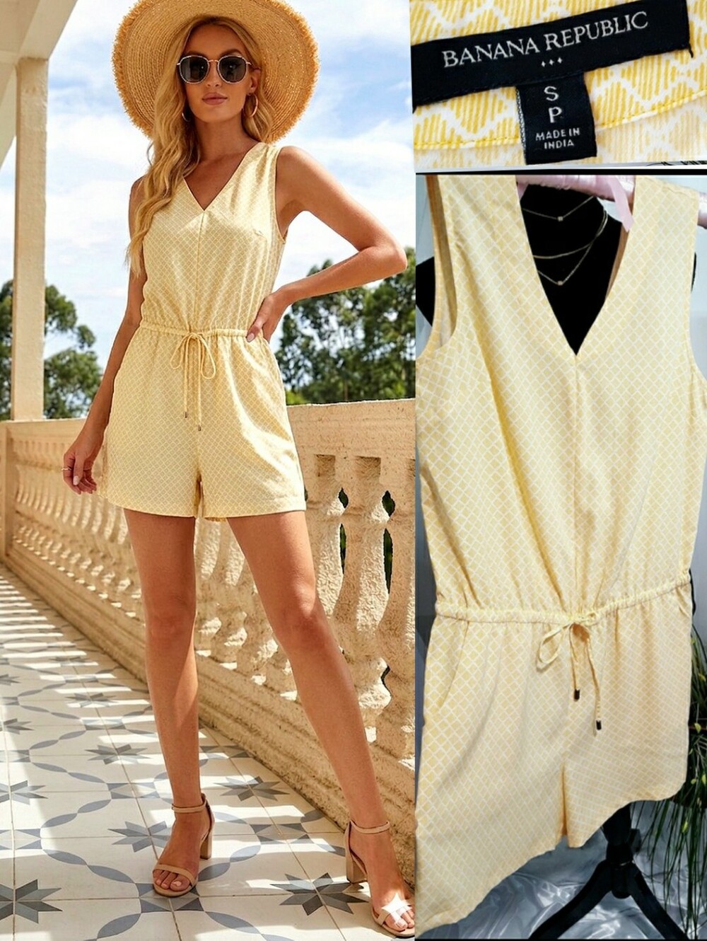 Banana Republic🌾Boho Yellow Sleeveless V-Neck Romper